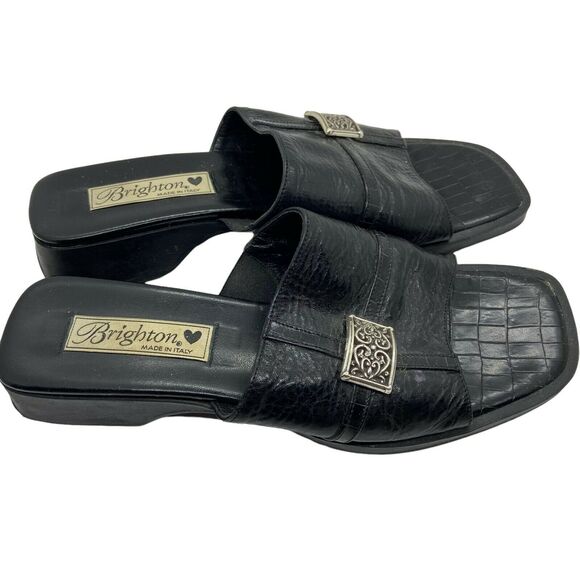 Brighton Slide Sandal Womens Beth Sassy Black Leather Casual Slip